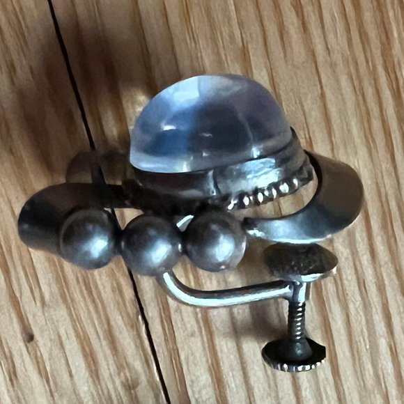 Walter Lampl Vintage Stamped Sterling Silver Moonstone Clip Earrings Excel Cond - Picture 15 of 16